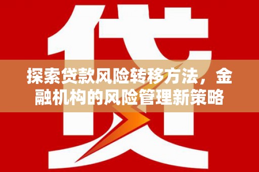 安陆探索贷款风险转移方法，金融机构的风险管理新策略