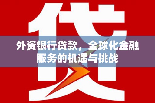 安陆外资银行贷款，全球化金融服务的机遇与挑战