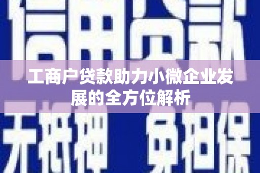 安陆工商户贷款助力小微企业发展的全方位解析