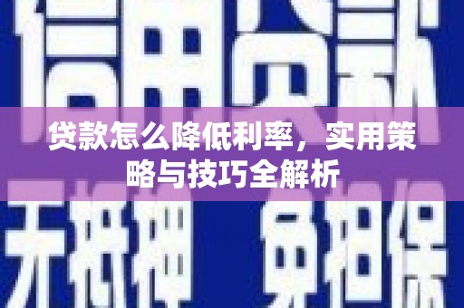 安陆贷款怎么降低利率，实用策略与技巧全解析